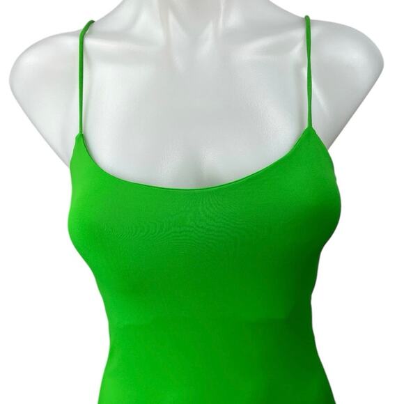 NEW Zara Green Scoop Neck Stretch Spaghetti Strap Cami Tank Bodysuit Top Size S - Picture 3 of 5